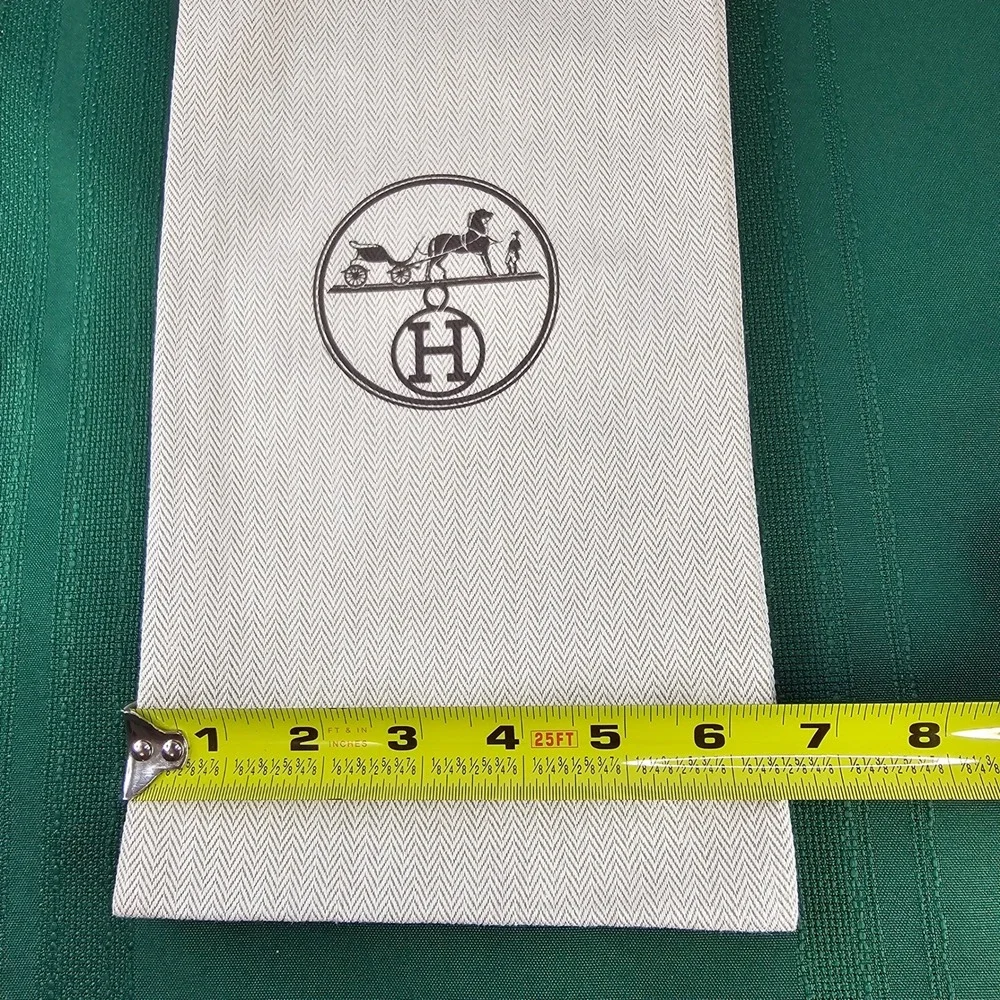 2 Hermès‎ Dust Bags Pouches Beige Paris Herringbone Drawstring Storage 14x6.5